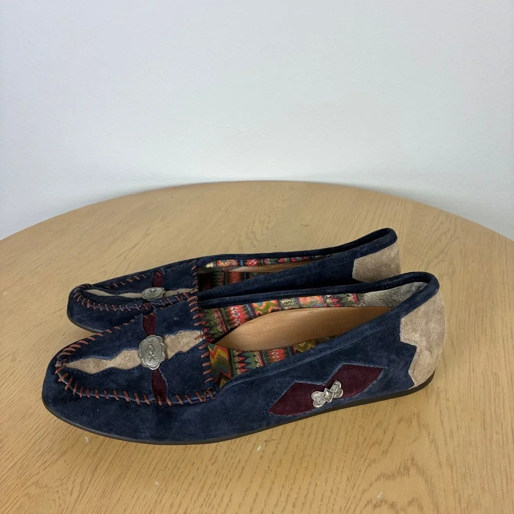 Vintage Hush Puppies Southwestern Concho Loafers Women's 7 Granola Girl Boho